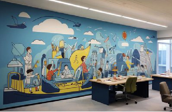  孟州办公室墙绘的特点。